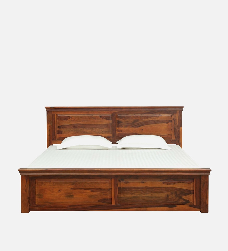 STANFIELD SOLID WOOD QUEEN SIZE BED WITH DRAWER STORAGE IN HONEY OAK